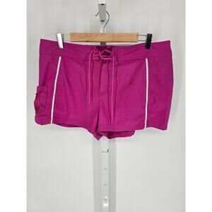 Jag Women's Pink Mid Rise Lace Closer Athletic Casual Short Size L/G